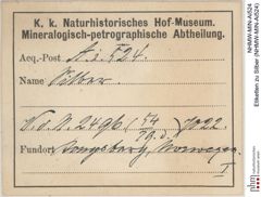 Etiketten zu Silber (NHMW-MIN-Ai524)